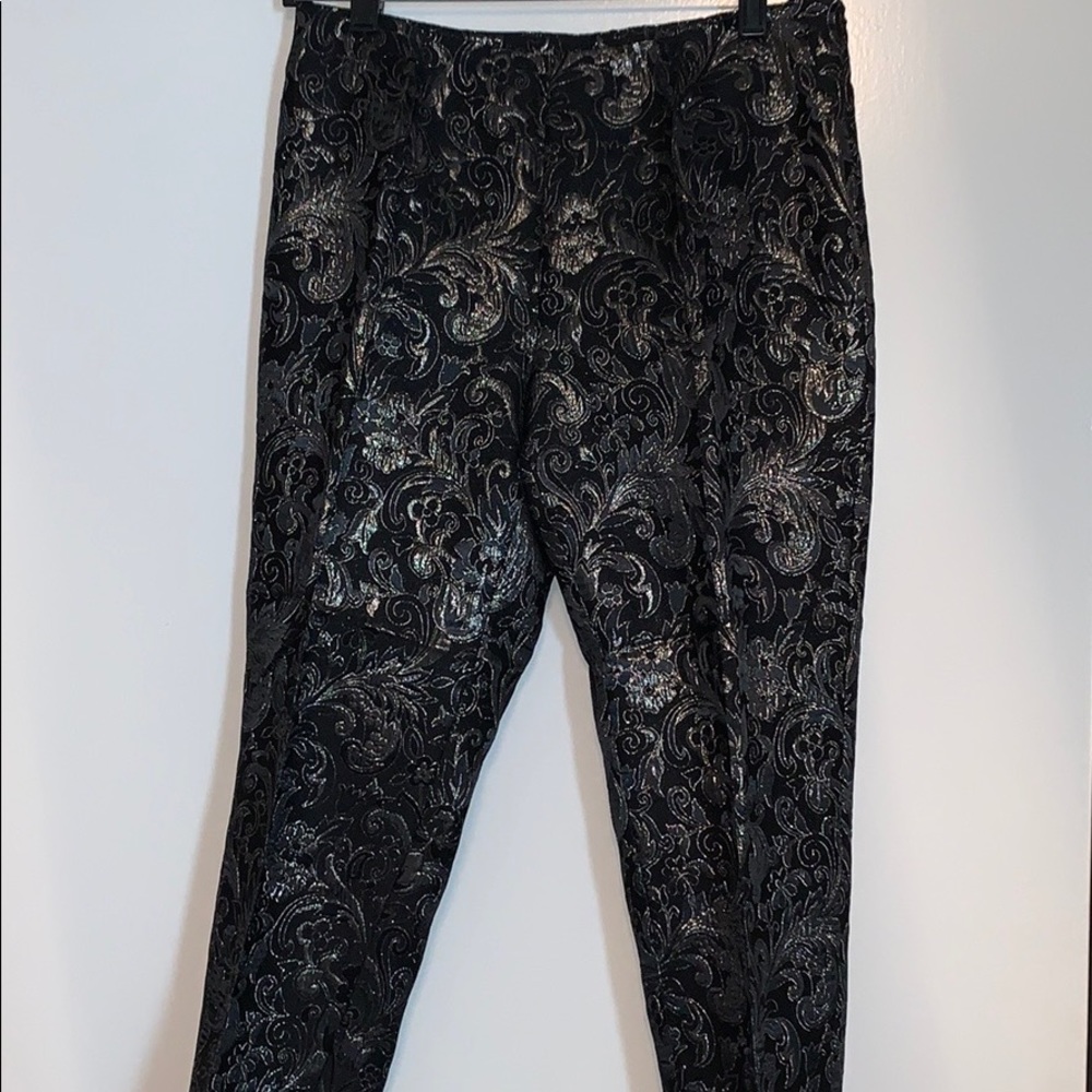 Boston Proper Black/Silver Jacquard Pants - Picture 6 of 6